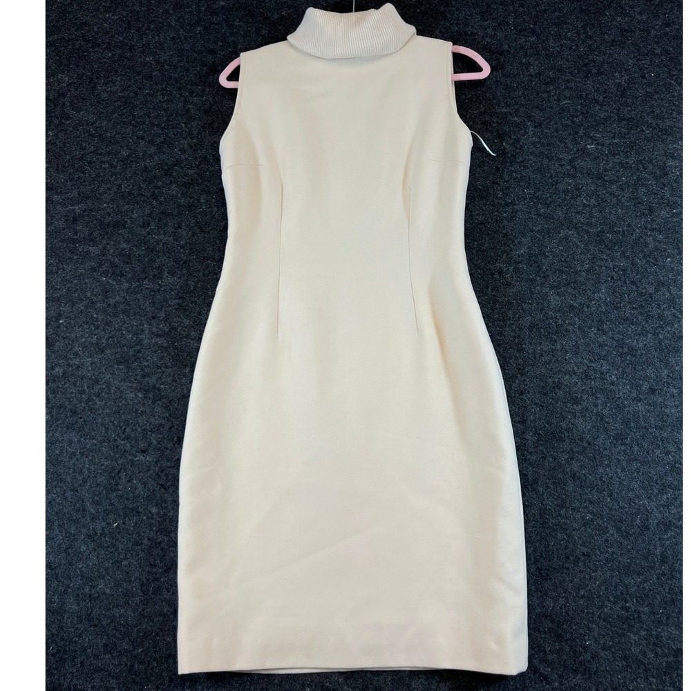 Vintage 80s Dolce & Gabbana Wool Blend Roll Neck Dress Sleeveless Ivory Italy